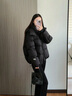 高梵黑金鵝絨服抱抱5.0羽絨服女士四格2025冬季短款潮流時(shí)尚加厚外套 黑色 S 90-110斤 飛天鵝絨193g 曬單實(shí)拍圖
