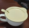 ezicok馬克杯陶瓷麥片杯燕麥杯牛奶杯家用大容量酸奶杯純色帶蓋帶勺杯子 檸檬黃-早餐杯【帶蓋+陶瓷勺】 曬單實(shí)拍圖
