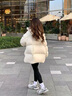 登山拓路者白鴨絨羽絨服女中長(cháng)款2025新款連帽韓版寬松顯瘦休閑時(shí)尚外套冬 米白色 S 適合80-120斤 曬單實(shí)拍圖