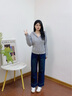 Teenie Weenie【趙露思同款】小熊女裝毛針織衫2025年秋季新款復古連帽外套 中灰色 M 曬單實(shí)拍圖