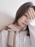 GIAVENTOLA澳洲羊毛圍巾女2025秋冬新款圍脖女輕奢生日圣誕節禮物送女友老婆 駝咖格【精致禮盒裝】 曬單實(shí)拍圖