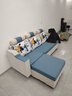 竹相隨布藝沙發(fā)客廳家用小戶(hù)型輕奢科技布三四五人位家具折疊兩用沙發(fā)床 米色+天空藍【送抱枕 送貨入戶(hù)】 三人位 2.1m +腳踏-海綿款 送凳子 曬單實(shí)拍圖