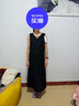 三彩2025秋季新款剪花連衣裙無(wú)袖V領(lǐng)開(kāi)叉長(cháng)裙女 曬單實(shí)拍圖