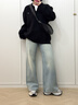 NICEBAD(原WORKSOUT)V翻領(lǐng)套頭毛衣寬松休閑簡(jiǎn)約cleanfit春秋男女 黑色 M 曬單實(shí)拍圖