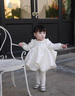 G.DUCKKIDS女寶寶周歲公主裙生日禮服花童婚紗蓬蓬裙2025春秋新款高端連衣裙 米白色 80 cm 曬單實(shí)拍圖