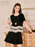 白鹿語(yǔ)氣質(zhì)撞色拼接T恤2025夏季新款時(shí)尚通勤短袖女 黑色 XL 曬單實(shí)拍圖