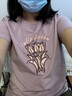德瑪納【巴黎假日】夏新圓領(lǐng)郁金香印花短袖t恤女棉氨清爽無(wú)壓女式t恤 曬單實(shí)拍圖
