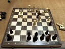 A&A/領(lǐng)御高檔國際象棋兒童帶磁性折疊便攜比賽專(zhuān)用實(shí)木棋盤(pán)chess套裝學(xué)生 【磁性原木款】胡桃木/Walnut 曬單實(shí)拍圖