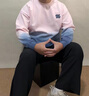 花花公子漸變無帽衛(wèi)衣男士長袖T恤春秋季潮牌圓領(lǐng)青少年高初中學(xué)生上衣服 W8827粉色 XL 【約130-145斤可穿】 曬單實拍圖