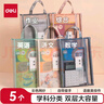 得力(deli)雙層網(wǎng)紗拉鏈袋 文件袋一年級文具袋透明學(xué)科分類袋試卷作業(yè)科目袋 彩色5科混裝PP116A 曬單實拍圖