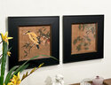 萱木堂宋代美學(xué)客廳花鳥(niǎo)裝飾畫(huà)中古風(fēng)玄關(guān)掛畫(huà)新中式復古餐廳高級感壁畫(huà) 《榴枝黃鳥(niǎo)圖》 寬33cm*高33cm 黑色鎏金實(shí)木框 有機玻璃（亞克力）+實(shí)木防潮背板手工精裱 曬單實(shí)拍圖