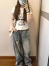 憶思減小個(gè)子美式復古直筒破洞闊腿牛仔褲女2025春秋新款寬松百搭拖地褲 淺色  小個(gè)子款 M 建議95-105斤 曬單實(shí)拍圖