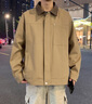 Shelley Jones卡其色巴恩風(fēng)外套男款春秋季美式工裝短款上衣服純棉拼接翻領(lǐng)夾克 卡其色 XL [推薦120-140斤] 曬單實(shí)拍圖