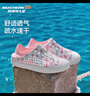 Skechers斯凱奇童鞋女童洞洞鞋沙灘鞋夏季一腳套印花透氣兒童涼鞋302114L 【雛菊】白色/粉紅色/WPK 35 曬單實(shí)拍圖