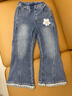 迪士尼童裝顯高顯瘦兒童喇叭牛仔褲秋季新款洋氣韓版女童褲子女孩喇叭褲 曬單實(shí)拍圖