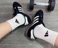 adidas「T頭鞋」STADT經(jīng)典時(shí)尚薄底運(yùn)動(dòng)板鞋男女阿迪達(dá)斯三葉草   黑色/漢玉白/淺猩紅   42.5 曬單實(shí)拍圖
