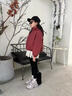 拙拙豬女童外套春秋款2025新款洋氣中大童女孩秋裝韓版風(fēng)衣兒童連帽衣服 酒紅色 150 曬單實拍圖