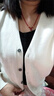 皮爾卡丹（pierre cardin）100%純羊毛長(cháng)袖針織開(kāi)衫女V領(lǐng)外套線(xiàn)衫寬松短款純色簡(jiǎn)約羊毛外搭 黑色 S 曬單實(shí)拍圖