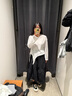 UR2025秋季新款女裝簡(jiǎn)約休閑綁帶超寬松長(cháng)袖T恤UWH450091 本白 S (XS-S) 曬單實(shí)拍圖