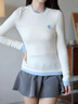 Teenie Weenie小熊女裝T恤2025秋季新款簡(jiǎn)約線(xiàn)條撞色拼接長(cháng)袖上衣 象牙白 M 曬單實(shí)拍圖