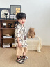 FIDQIOG國際品牌小黃鴨童裝男童夏季套裝2025新款韓版兒童時(shí)髦短袖男孩寶 咖色 100 cm(100cm) 曬單實(shí)拍圖