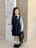 G.DUCKKIDS學(xué)院風(fēng)女童套裝2024春秋季新款jk兒童學(xué)生裝襯衫背心裙兩件套潮 藏青色 100 cm 曬單實(shí)拍圖