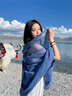 桑咻蕾絲圍巾女韓系氛圍感百搭旅拍純色長(cháng)款初秋時(shí)尚復古文藝顯白披肩湖藍色 200*100cm 曬單實(shí)拍圖