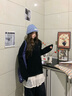 NICEBAD(原WORKSOUT)V翻領(lǐng)套頭毛衣寬松休閑簡(jiǎn)約cleanfit春秋男女 黑色 L 曬單實(shí)拍圖