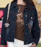 妖精的口袋復古深色牛仔外套女2025年秋季新款短款小個(gè)子休閑上衣 拼布牛仔藍 M 曬單實(shí)拍圖