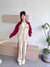 G.DUCKKIDS小黃鴨童裝女童套裝春秋新款兒童衣服女孩韓版洋氣運動(dòng)服休閑衛衣 酒紅 120 建議110-120cm6-7歲 曬單實(shí)拍圖