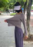 法勞格羽毛球服女套裝春秋長(cháng)袖健身專(zhuān)業(yè)跑步速干戶(hù)外透氣晨跑服寬松運動(dòng) 灰紫兩件套（藤紫色長(cháng)褲） L 曬單實(shí)拍圖