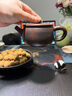 欽州坭興陶茶壺寬口漢瓦壺廣西全手工石瓢壺紫陶功夫茶具送禮定制 茶壺+寬口杯[杯約100ml] 250ml 曬單實拍圖