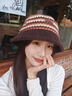 CACUSS帽子女冬季保暖漁夫帽大頭圍顯臉小盆帽復古格紋泰迪絨帽子 咖色 曬單實(shí)拍圖