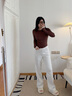 美麗衣櫥（BEAUTIFUL WARDROBE）簡(jiǎn)約百搭寬松牛仔褲女2025秋季高腰顯瘦窄版直筒闊腿褲子女 曬單實(shí)拍圖