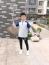 玉宇帆兒童羽毛球訓練服套裝男女童秋冬長(cháng)袖速干衣乒乓球跳繩運動(dòng)跑步服 9793粉蘭色+9981假兩件長(cháng)褲 22碼身高125-135cm40-50斤 曬單實(shí)拍圖