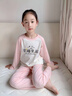 巴布豆兒童睡衣秋季新款男童秋衣秋褲保暖中大童7A抗菌女童拼色家居服 漫櫻粉 小麗早睡早起 120 曬單實(shí)拍圖