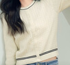 詩(shī)凡黎（'SEIFINI）詩(shī)凡黎新疆長(cháng)絨棉撞色圓領(lǐng)絞花針織衫2025春新款文藝復古外搭開(kāi)衫 溫柔米 S 曬單實(shí)拍圖