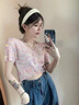 森馬（Semir）夏季甜辣風(fēng)設計感v領(lǐng)針織短袖上衣感洋氣牛仔短褲兩件套裝女 粉色短袖【奶系穿搭/甜辣風(fēng)/氣質(zhì) M  建議85-100斤-甜辣風(fēng)/學(xué)院風(fēng) 曬單實(shí)拍圖