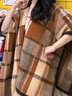 心楠韓國空調(diào)披肩外搭斗篷秋冬季小眾復(fù)古格子流蘇保暖圍巾女 高品質(zhì)【楓葉黃】披肩 曬單實(shí)拍圖