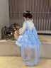 G.DUCKKIDS小黃鴨童裝愛莎公主裙兒童裙子女童連衣裙春秋季艾莎女孩生日禮服 裙子+拖尾腰鏈【不含毛衣】 120 尺碼5~6歲【110-120cm】cm 曬單實拍圖