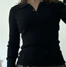 UR2025秋季新款女裝簡(jiǎn)約氣質(zhì)翻領(lǐng)紐扣長(cháng)袖針織衫UWM950075+ 冷灰 M 曬單實(shí)拍圖