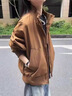 魯雅爾cleanfit美式飛行夾克男秋季潮牌穿搭短款棒球服重磅硬挺工裝外套 棕色 XL 【建議120-140斤】 曬單實(shí)拍圖