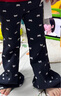 LUSON陳大豬小O寶女寶寶滿(mǎn)印喇叭褲女秋季2025新款百搭女童休閑長(cháng)褲 曬單實(shí)拍圖