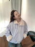 億梵莎棉服女2025新款冬季羊羔絨兩面穿羽棉襖絨服女條紋拼接棉衣厚外套 藍色兩面穿 均碼 （可聯(lián)系客服備注碼數(shù)） 曬單實拍圖