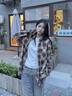 森馬[商場(chǎng)同款]長(cháng)袖襯衫女中長(cháng)款oversize春2025新款格紋上衣復古 綠色調00444 M (160) /84A 曬單實(shí)拍圖