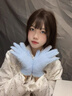 BIBK日本小糖豆毛絨手套可愛彩色冬季加絨保暖防寒露指可觸屏手套女 白色 曬單實(shí)拍圖