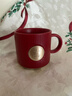 條紋銘牌馬克杯定制個(gè)性浮雕銅章咖啡杯子禮盒裝LOGO陶瓷杯水杯 紅色（無(wú)禮盒） 1個(gè) 350ml 曬單實(shí)拍圖