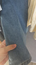 真維斯（JEANSWEST）牛仔褲女秋季高腰顯瘦顯高設計感直筒拖地闊腿長(cháng)褲子女深藍色XL 曬單實(shí)拍圖