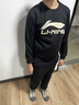 LI-NING KIDS李寧兒童衛(wèi)衣男童女中大童2025春秋新款圓領(lǐng)青少年長袖T恤打底衫 黑色 160 曬單實拍圖