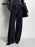 森馬（Semir）牛仔褲女冬季寬松分割抓毛拖地褲2025新款酷颯風(fēng)顯腿長(cháng)彎刀褲 原色牛仔98101 M 曬單實(shí)拍圖